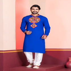 Navratri Special Men’s Embroidered Rayon Kurta Pajama Set